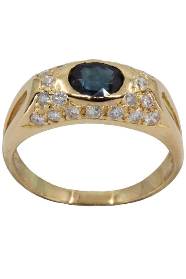 BAGUE MODERNE SAPHIR ET DIAMANTS — vue 1