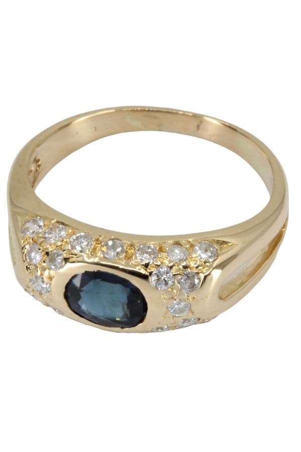 BAGUE MODERNE SAPHIR ET DIAMANTS — vue 3