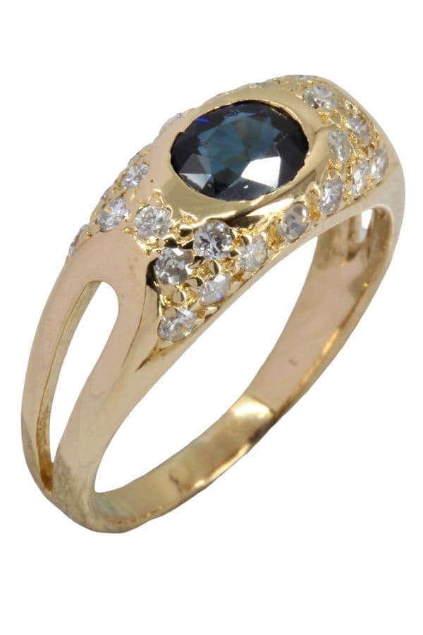 BAGUE MODERNE SAPHIR ET DIAMANTS — vue 4