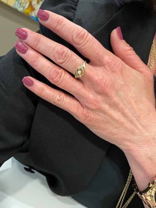 BAGUE PERLES ET DIAMANTS ART-NOUVEAU — vue 2