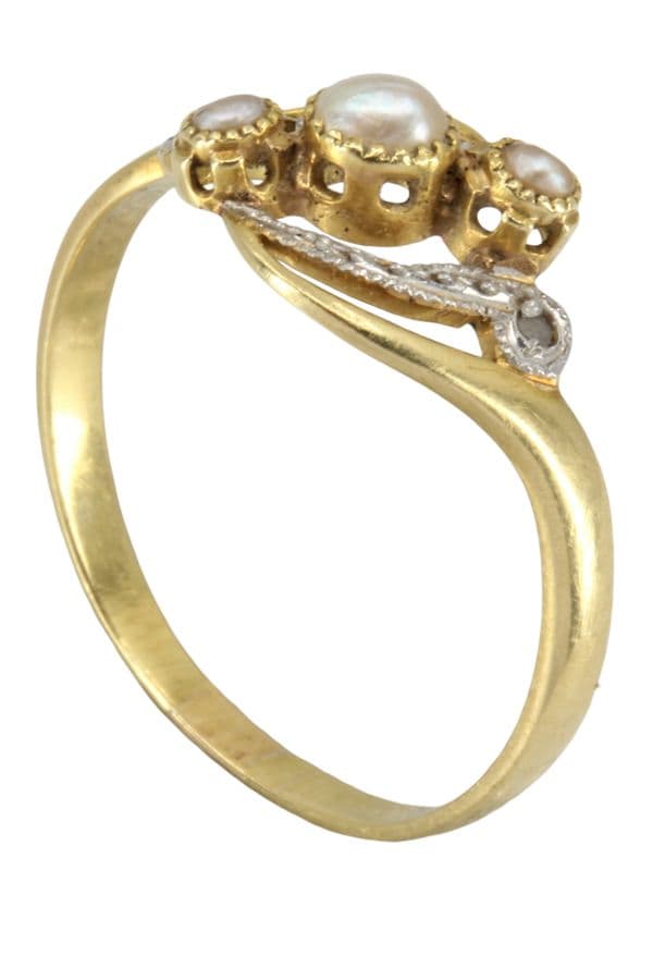 BAGUE PERLES ET DIAMANTS ART-NOUVEAU — vue 6