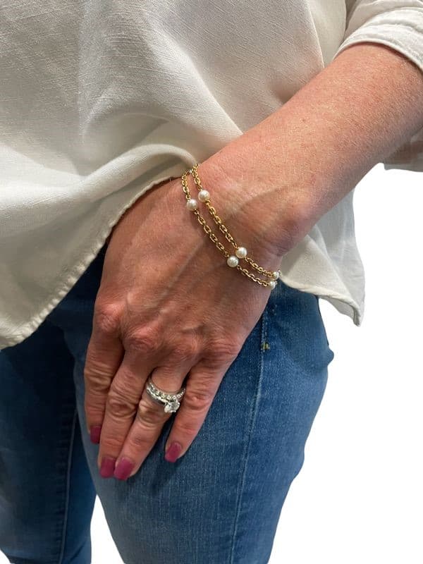 BRACELET ANCIEN 2 RANGS PERLES — vue 2