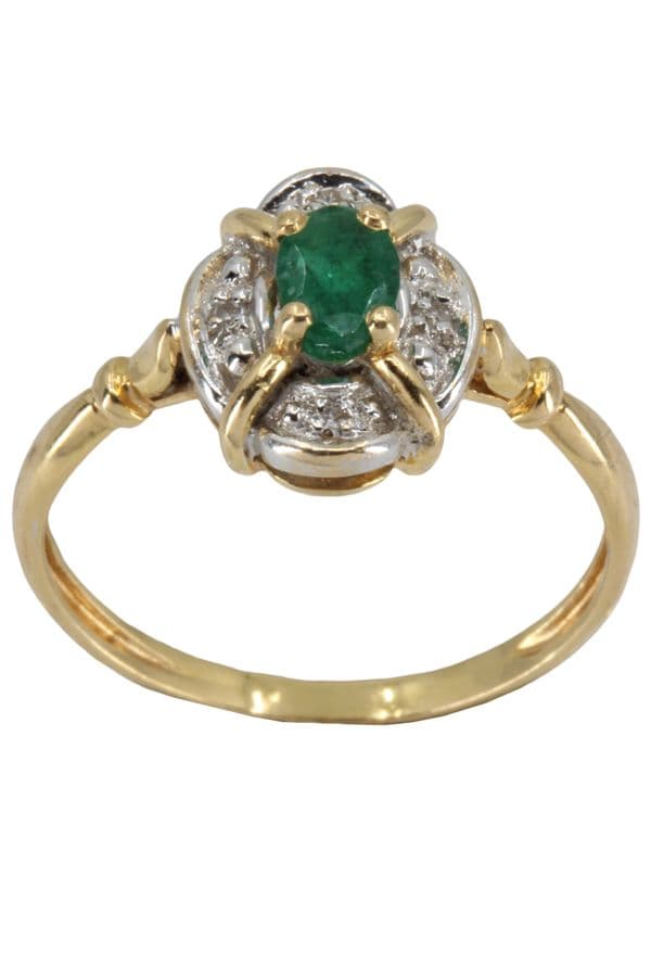 BAGUE MODERNE ÉMERAUDE ET DIAMANTS — vue 1