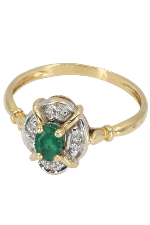 BAGUE MODERNE ÉMERAUDE ET DIAMANTS — vue 3