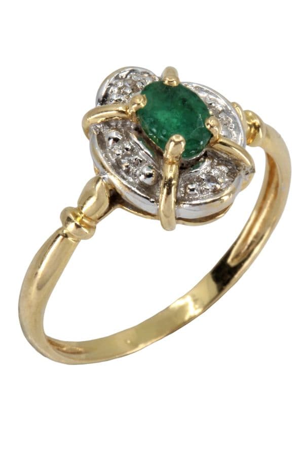 BAGUE MODERNE ÉMERAUDE ET DIAMANTS — vue 4