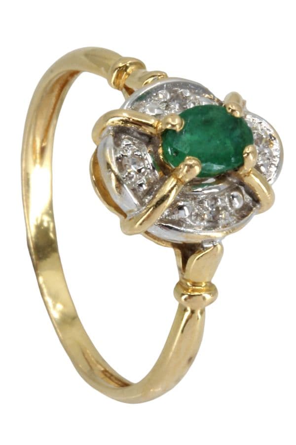 BAGUE MODERNE ÉMERAUDE ET DIAMANTS — vue 6