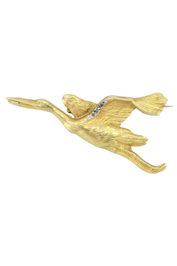 BROCHE CIGOGNE DIAMANTS — vue 1