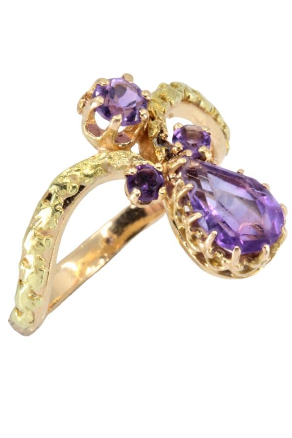 BAGUE ANCIENNE AMÉTHYSTES — vue 4