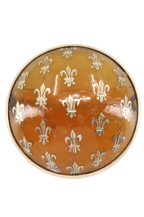 BROCHE ANCIENNE AMBRE FLEUR DE LYS — vue 1