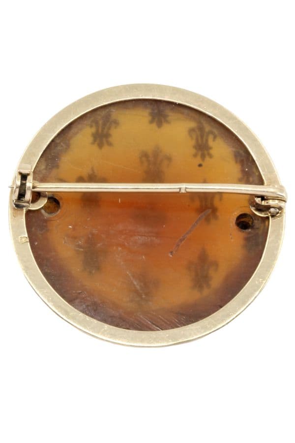 BROCHE ANCIENNE AMBRE FLEUR DE LYS — vue 3