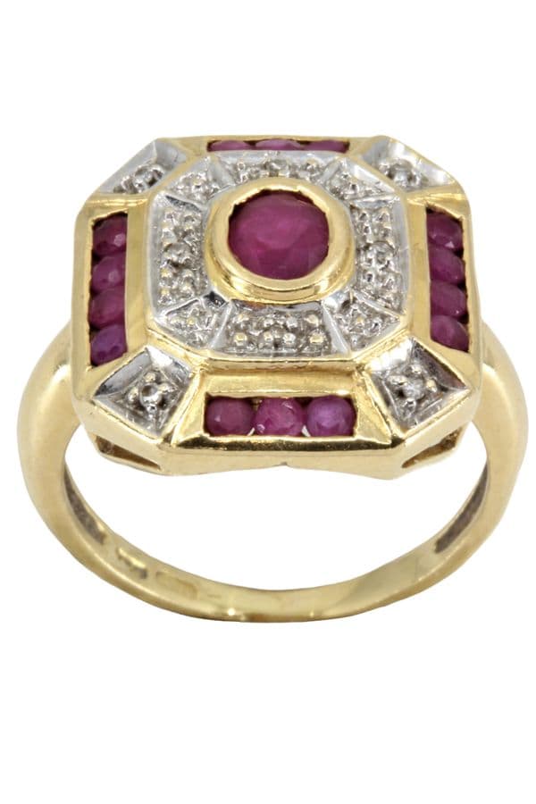 BAGUE MODERNE RUBIS ET DIAMANTS — vue 1