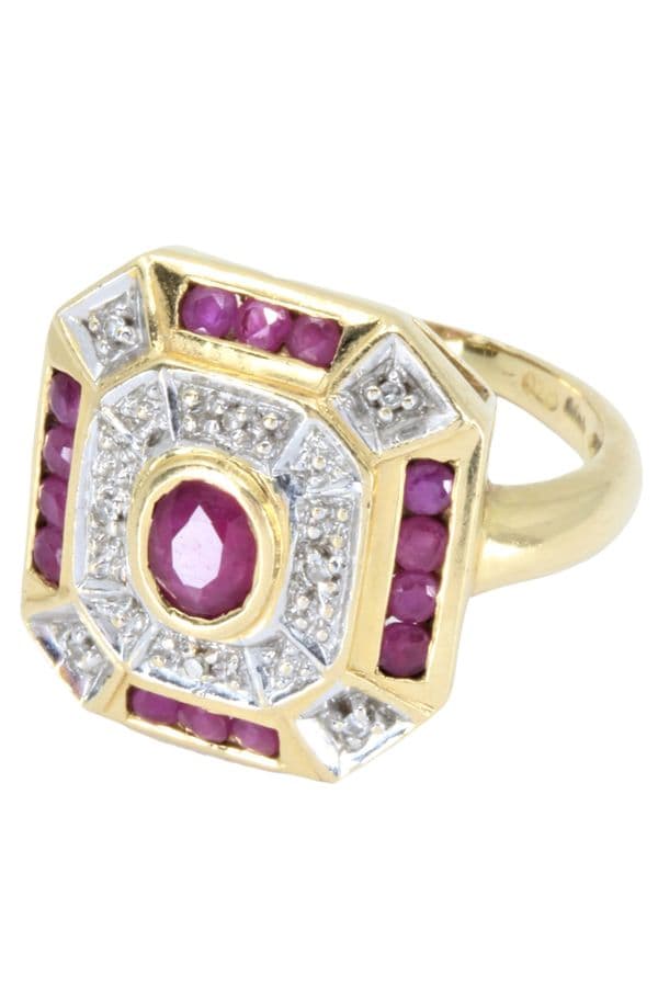 BAGUE MODERNE RUBIS ET DIAMANTS — vue 3