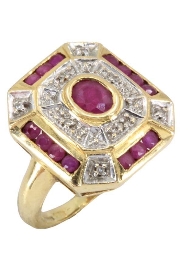 BAGUE MODERNE RUBIS ET DIAMANTS — vue 4
