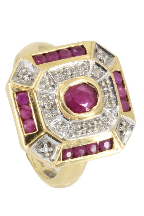 BAGUE MODERNE RUBIS ET DIAMANTS — vue 6