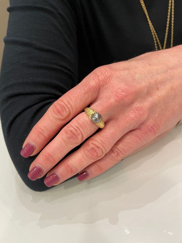 BAGUE MODERNE PERLE DE TAHITI — vue 2