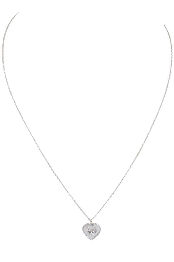 COLLIER ANCIEN CŒUR DIAMANTS — vue 1