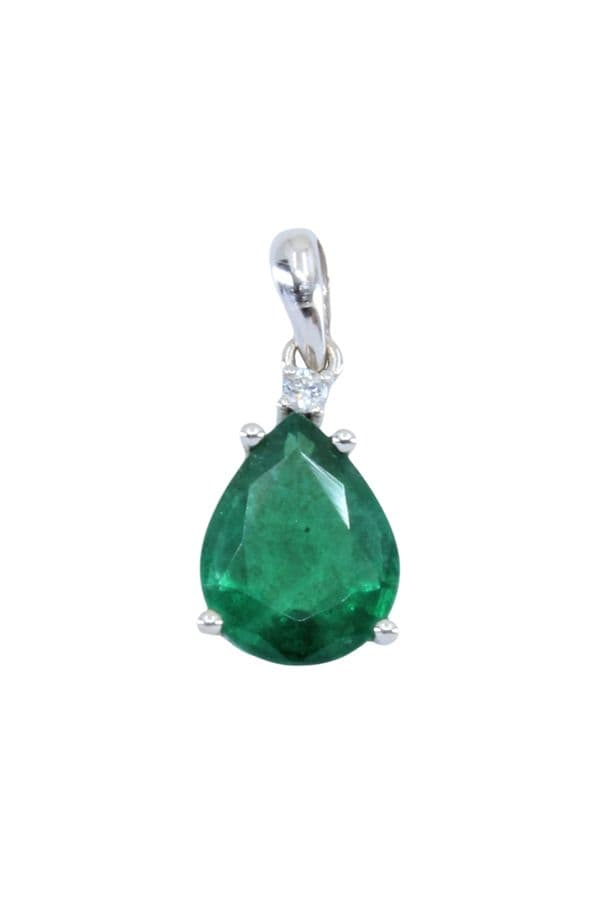 PENDENTIF ÉMERAUDE ET DIAMANT — vue 1