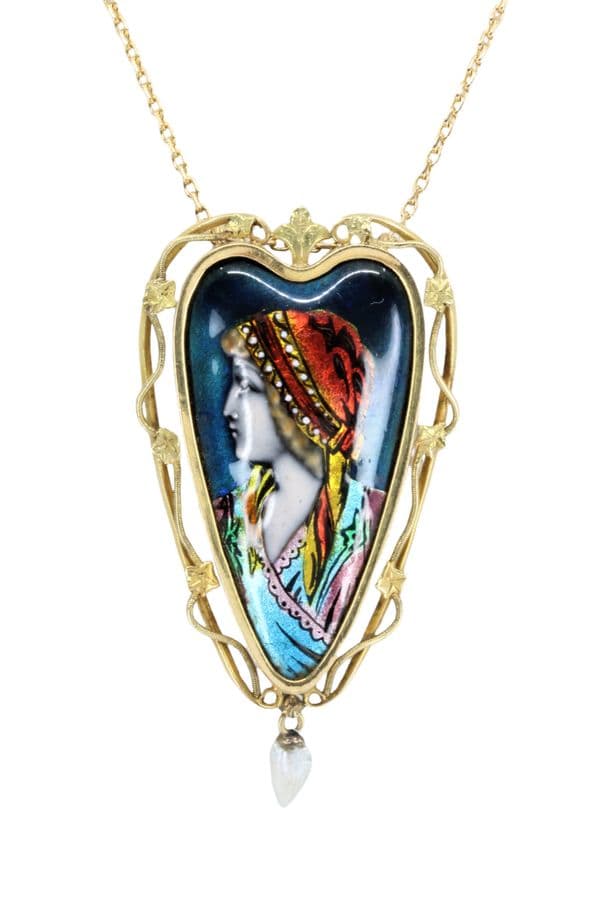 COLLIER ANCIEN ÉMAIL DE LIMOGES ET NACRE — vue 3