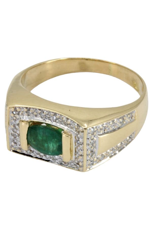 BAGUE MODERNE ÉMERAUDE ET DIAMANTS — vue 3