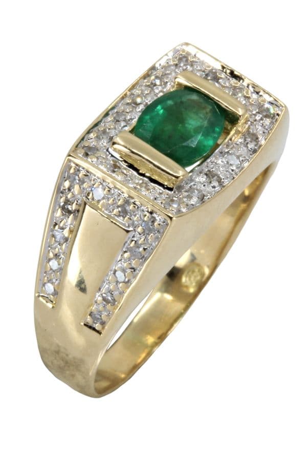 BAGUE MODERNE ÉMERAUDE ET DIAMANTS — vue 4