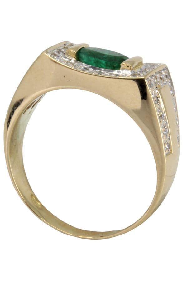 BAGUE MODERNE ÉMERAUDE ET DIAMANTS — vue 5