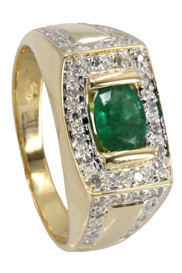 BAGUE MODERNE ÉMERAUDE ET DIAMANTS — vue 6