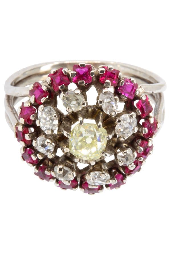 BAGUE RUBIS ET DIAMANTS ANNÉES 50' — vue 3