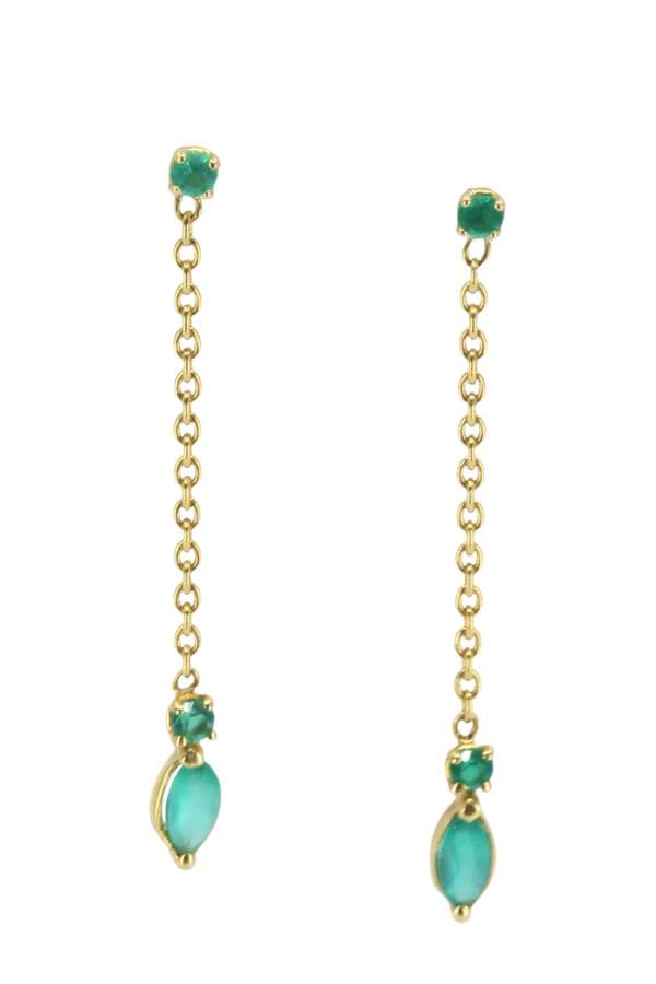 BOUCLES D'OREILLES PENDANTES ÉMERAUDES — vue 1