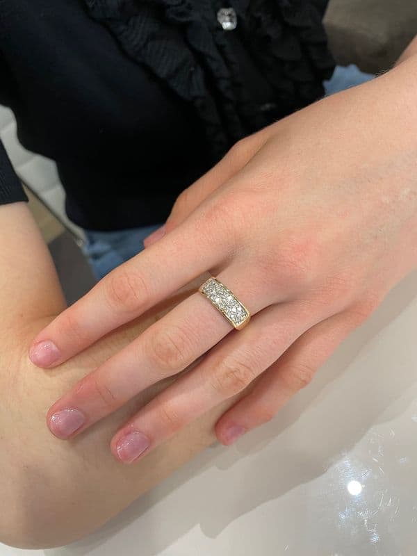 BAGUE MODERNE PAVAGE DIAMANTS — vue 2