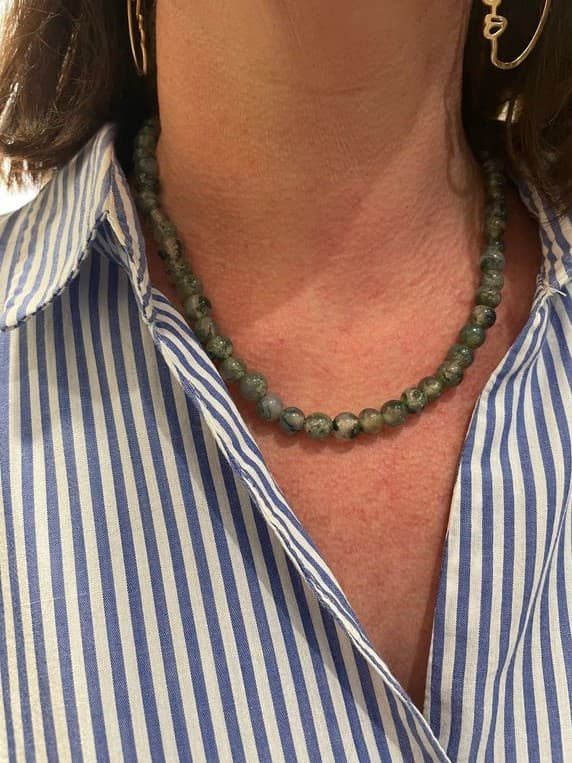COLLIER ARGENT PERLES DE VERRE — vue 2