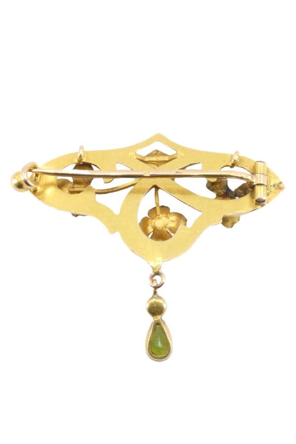 BROCHE ART-NOUVEAU TOURMALINES ET PERLE — vue 2
