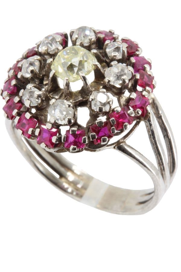 BAGUE RUBIS ET DIAMANTS ANNÉES 50' — vue 6