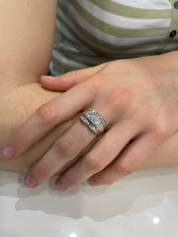 BAGUE DIAMANTS ANNÉES 50' — vue 2