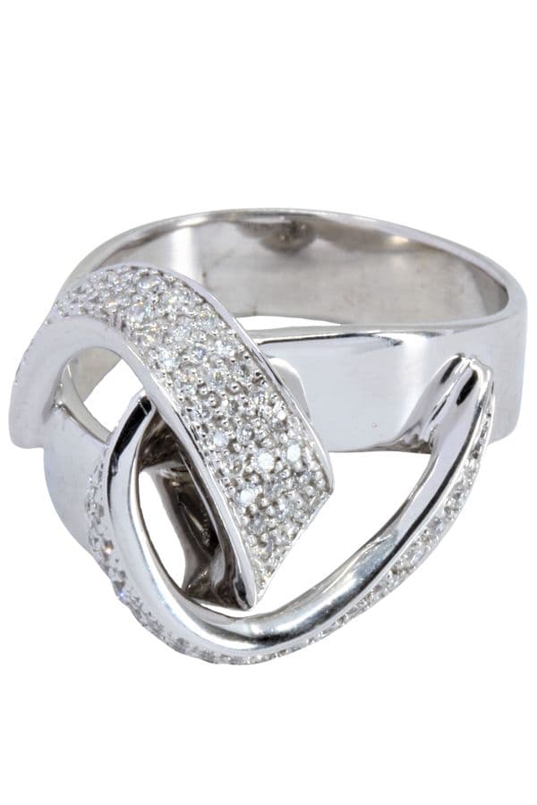 BAGUE MODERNE NŒUD DIAMANTÉ — vue 3
