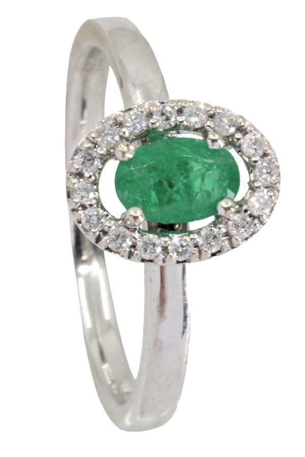 BAGUE MODERNE ÉMERAUDE ET DIAMANTS — vue 3
