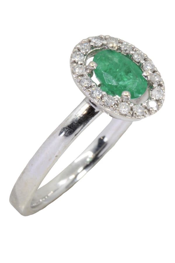 BAGUE MODERNE ÉMERAUDE ET DIAMANTS — vue 4