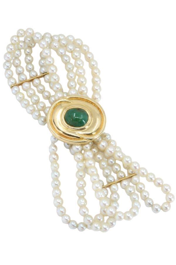 BRACELET 4 RANGS ÉMERAUDE ET PERLES — vue 4