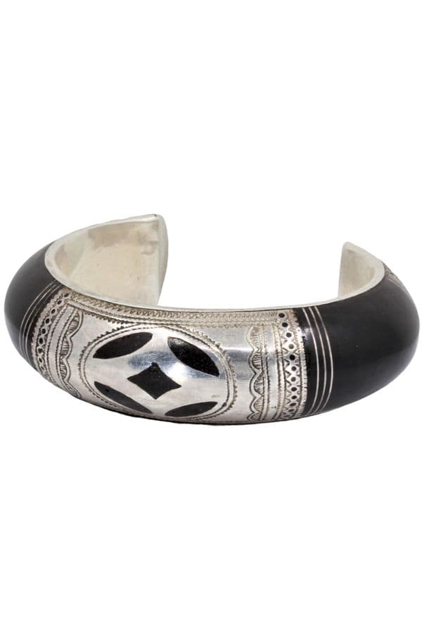 BRACELET JONC ARGENT ET ÉBÈNE — vue 1
