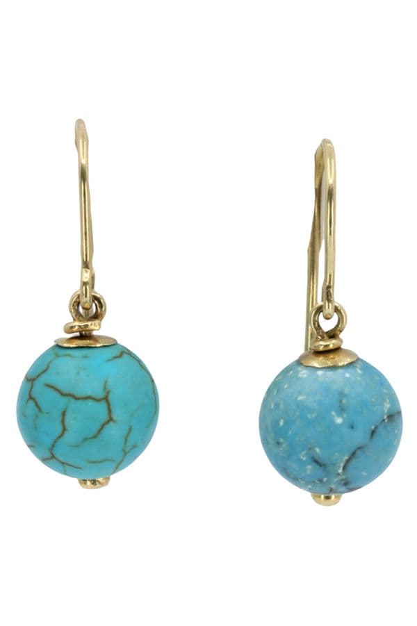 BOUCLES D'OREILLES PENDANTES TURQUOISES — vue 1