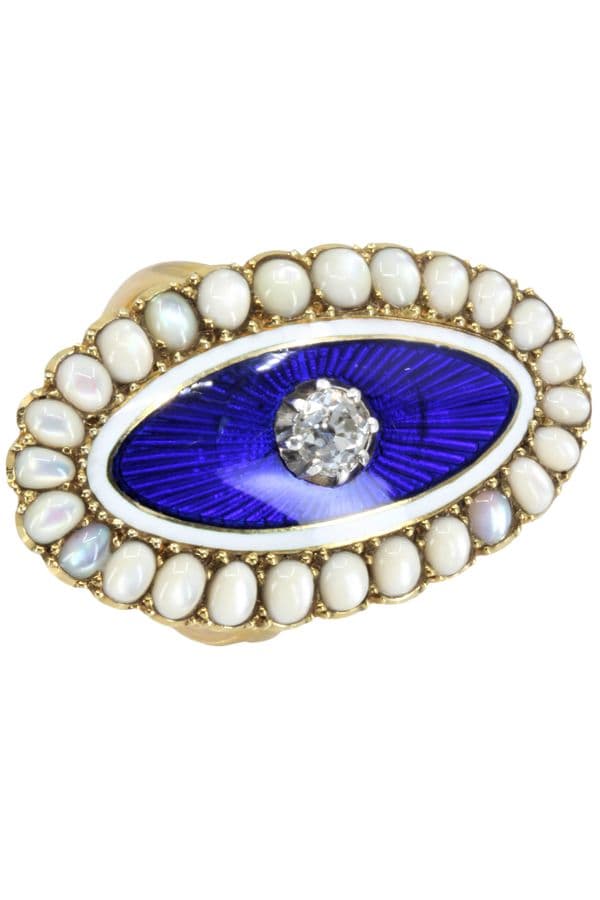 BAGUE MARQUISE ÉMAIL OPALES ET DIAMANT — vue 4