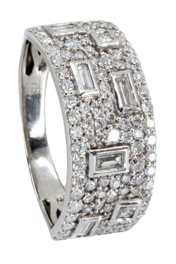 BAGUE MODERNE PAVAGE DIAMANTS — vue 5