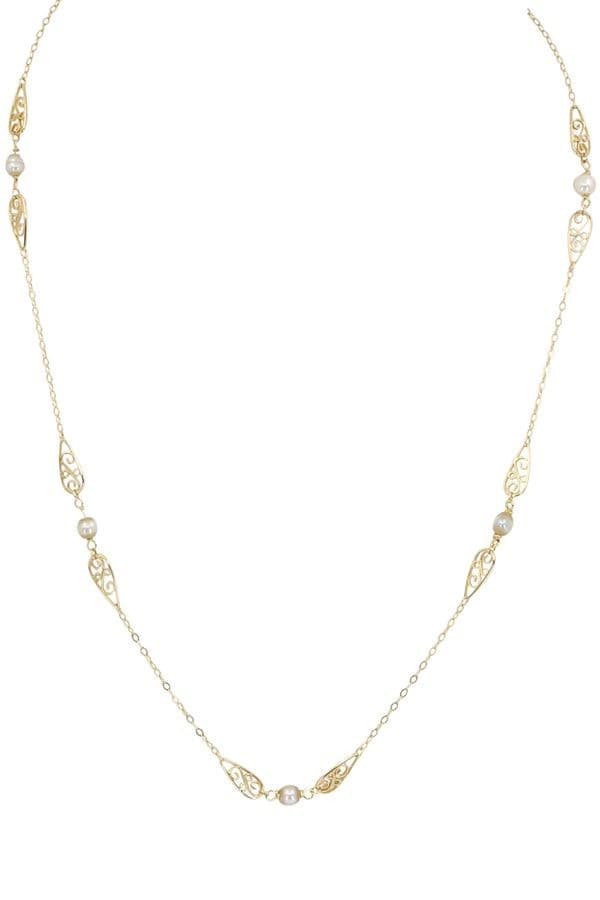 COLLIER ANCIEN FILIGRANE ET PERLES — vue 1
