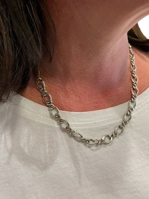COLLIER ARGENT MAILLE ALTERNÉE — vue 2