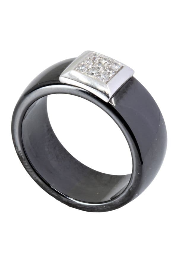 BAGUE MODERNE CÉRAMIQUE ET DIAMANTS — vue 4