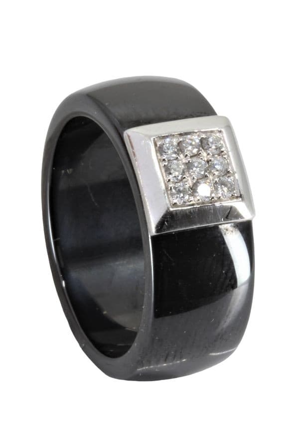 BAGUE MODERNE CÉRAMIQUE ET DIAMANTS — vue 5