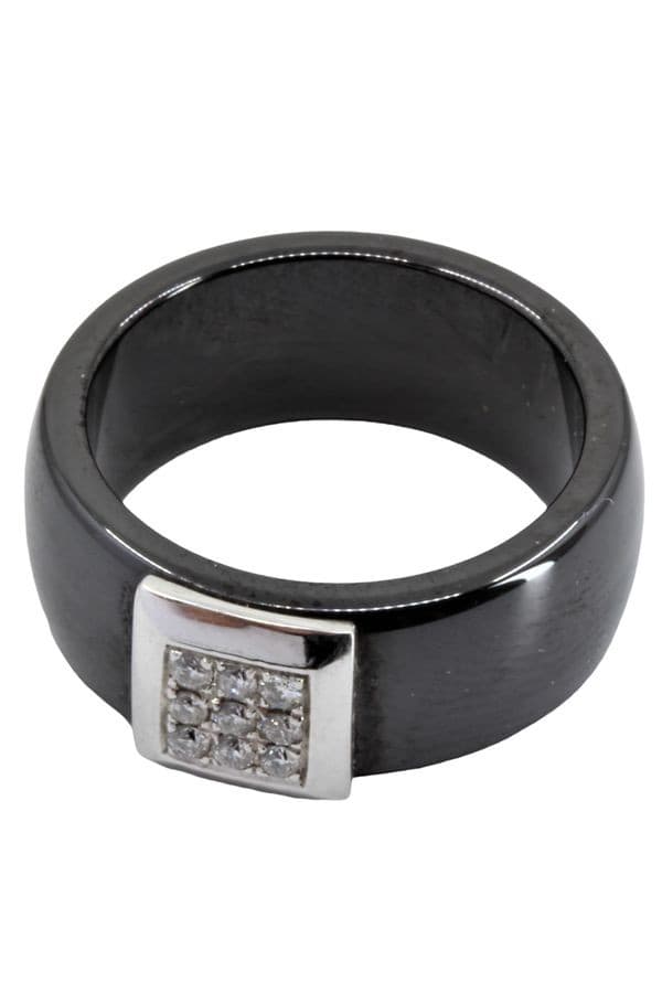 BAGUE MODERNE CÉRAMIQUE ET DIAMANTS — vue 6