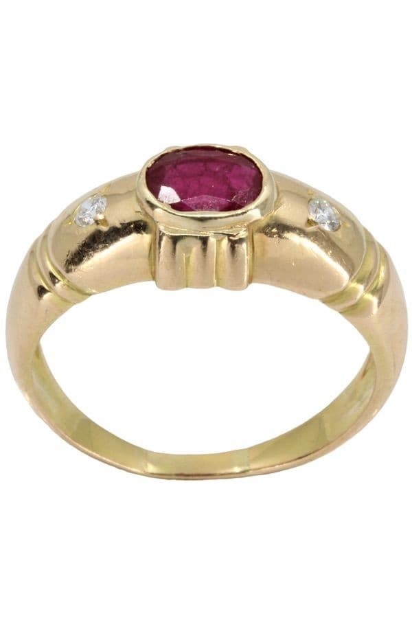 BAGUE JONC MODERNE RUBIS ET DIAMANTS — vue 1