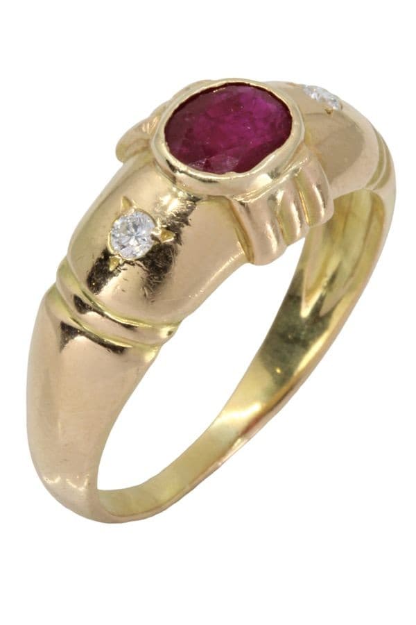 BAGUE JONC MODERNE RUBIS ET DIAMANTS — vue 3