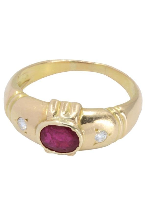 BAGUE JONC MODERNE RUBIS ET DIAMANTS — vue 5