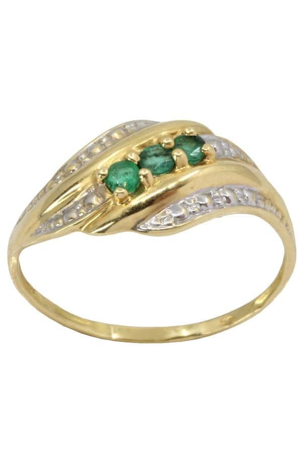 BAGUE MODERNE ÉMERAUDES — vue 1